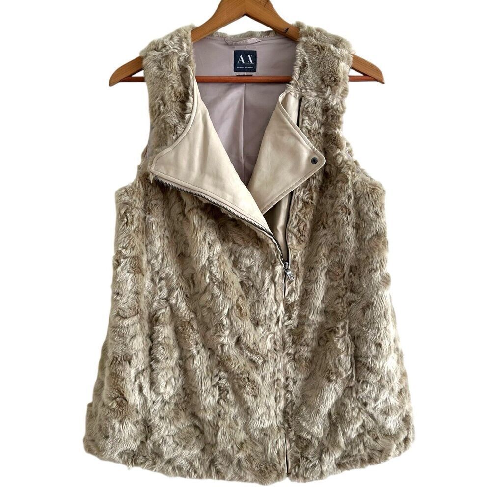 AX Armani Exchange Faux Fur Vest size S Beige